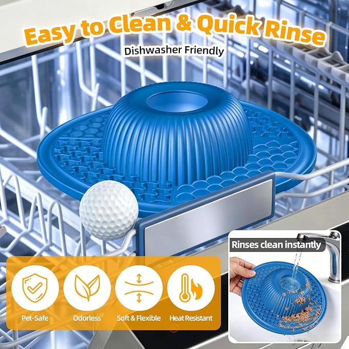 Multi-Purpose Silicone Slow Feeder & Lick Mat for Dogs & Cats (Blue)
