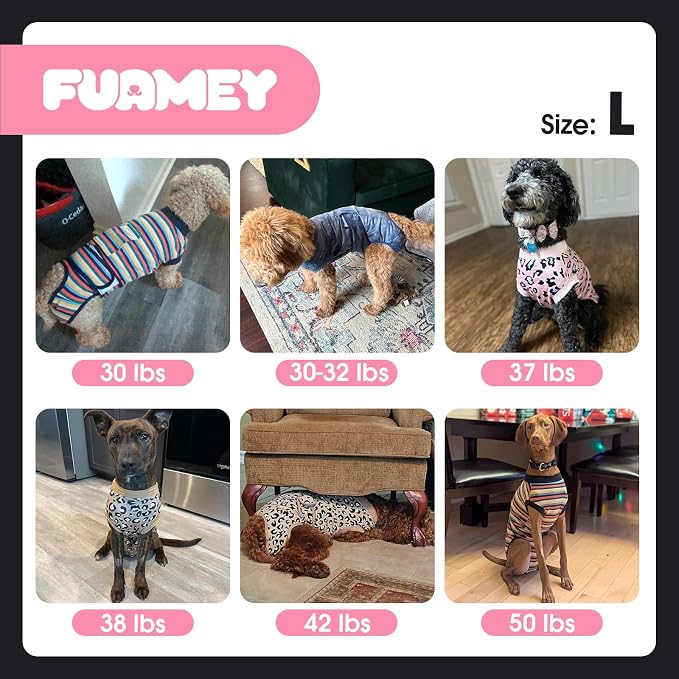 FUAMEY Dog Surgery Recovery Suit, Surgical Suit for Dogs Onesie for Surgery | Cone Alternative after Surgery, Abdominal Wound Protector, Onesie for Dogs after Surgery Spay Neuter, Green Black Stripes L