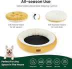 Love's cabin Round Donut Cat and Dog Cushion Bed, 30in Pet Bed for Medium or Large Dogs, Anti-Slip & Water-Resistant Bottom, Soft Durable Fabric Pet Beds, Washable Calming Cat Bed, Yellow