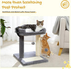 PAWZ Road Cat Scratching Post with Bed, Small Cat Tower with Pad & Ball | 19” Cat Stand with Padded Removable Bed, Full Sisal Scratching Post & Scratcher Pad Dual Play Ball for Kittens & Indoor cats
