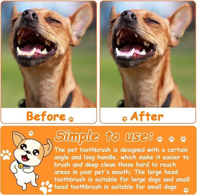 Honeydak Dog Toothbrush Bulk Dual Headed Dental Brushes Dogs Tooth Brushing Kit Long Handle Pet Tooth Brush for Puppy Large Small Cats and Most Pets Teeth Cleaning Dental Supplies(70 Pcs,Colorful)