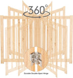 LZRS Wooden Free Standing Dog Gate 40" W x 24" H, Foldable Solid Hardwood Pet Safety Fence for House Doorways, Stairs, Hallways, Step-Over Pet Barrier, No Drill Easy Setup,Natural