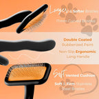 Black Medium Dog Slicker Brush for Dogs and Cats Grooming | Detangle, Fluff & Volumize | Soft Vented Cushion | Matt Rubberized Paint | Ergonomic Handle | Wire Brush | Orange Details