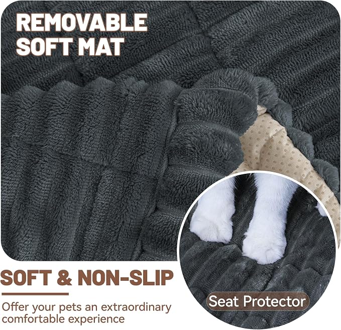Dog Car Seat Waterproof Bed Cover Nonslip Car Back Seat Soft and Comfortabl | Pet Bed Mat Car Blanket for Travel Backseat Extender Seat Covers Dog Bed for Cars Trucks and SUVs (Dark Gray 23.6” x 51”)