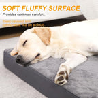 KSIIA Orthopedic Dog Bed for XL Dogs with Waterproof Lining,Dark Grey,47x29 | Deluxe Soft Plush Dog Crate Bed, Washable Pet Mat with Removable Cover&Egg Crate Foam for Extra Large Dogs Sleeping&Relaxing