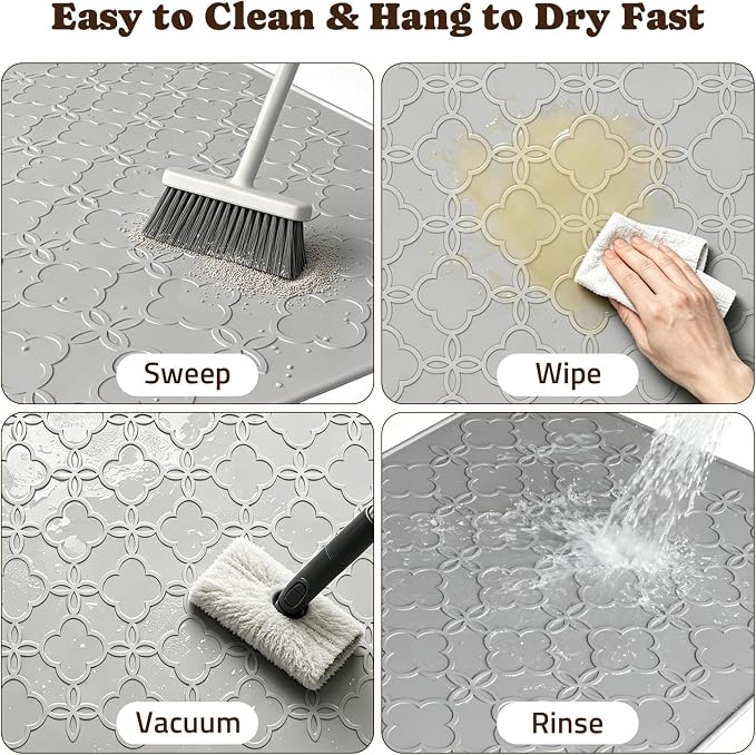 Pawtners Cat Litter Mat Extra Large 42" X 30", Easy to Clean, Gray, 2 Pack | Non-Slip Kitty Litter Mat for Floor, Waterproof & Urine-Proof Cat Litter Mat Litter Trapping Mat, Soft on Kitty Paws