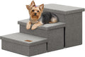Zerbuger Dog Stairs with Storage, Small Grey 3 Steps Dog Ramp no Condo | 18" H Wider Dog Steps for High Beds Couch, Folding Storage Pet Stairs Gift for Climbing Small/Medium/Large Old Dogs Cats