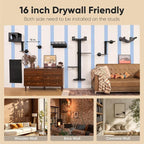 FUKUMARU Cat Wall Shelves, 4 in 1 Set, Black | Stable Wooden Wall-Mounted Furniture Set, Climbing Tree with Hammock, Bed, Perch and Scratching Mat