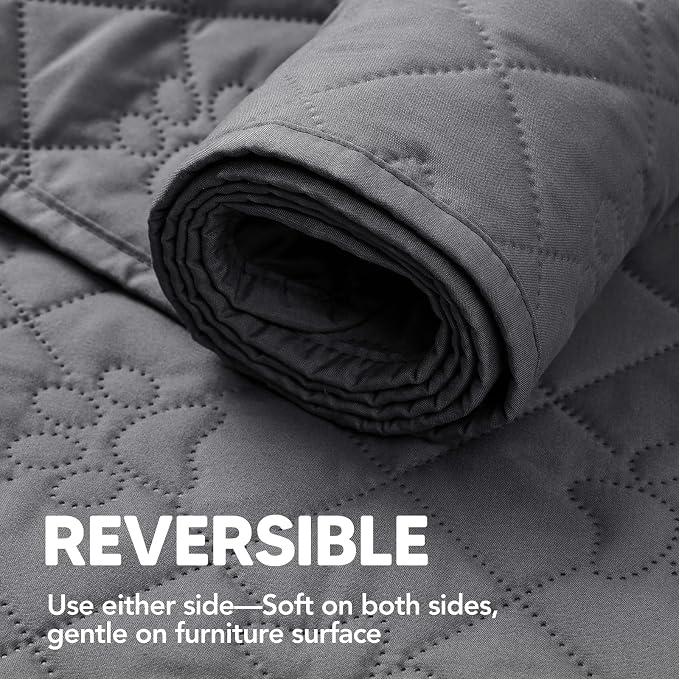 PAWFINITY Waterproof Loveseat Covers for Dogs, Pet Blanket for Couch | Paw Print Quilted, Hair Resistant, Anti Cat Scratch, Washable Protector for 2 Seat Sofa & Chair Cushion, 30x53 Inch, Grey