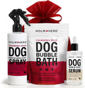 Holm & Herd Cranberry Spice Dog Care Gift Bundle – 3 Piece Grooming Set with Bubble Bath Shampoo Alternative, Deodorizing Coat Spray & Moisturizing Serum – Holiday Dog Spa Kit (Cranberry Spice)