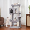 53”Cat Tree with Hammock & Extra Large Bed 23x12” for Large Cats | Adult Cat Tower with Enlarged Hammock, Spacious Condo, 23x12”Xlarge Top Bed, Scratching Posts &Wider Base for Big Cats