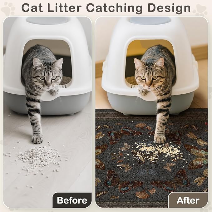 Unicorn Catcher 33"x22" Cat Litter Mat Non-Slip Washable Litter Box Mat | High-Density PVC Litter Catcher Mat Efficiently Traps Scattered Litter From Paws To Keep Floors Clean