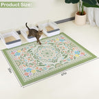 Glittme Cat Litter Mat, 47"x35" Non-Slip Washable Trapping Mat for Cats | Litter Trapping Mat With Thick PVC Coil To Catch Scatter, Soft On Paws And Waterproof Bottom To Protect Floors