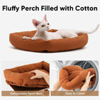 FUKUMARU Retro-Style Cat Scratching Post with Perch for Indoor Adult Cats | 28.7" Elevated Tall Cat Bed, Solid Wood Large Cat Scratcher Tower with Bed, Aesthetic Cat Tree Furniture with Natural Sisal