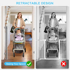 EZIGO 71 Inch Retractable Baby Gates, 41 Inch Extra Tall Retractable Gate | One-Hand Operation Retractable Dog Gate, 5.9FT Mesh Safety Pet Gate for Stairs, Deck, Porch, Doorways Indoor Outdoor, Gray