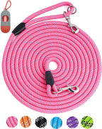 Long Dog Leash for Dog Training 16FT/30FT/50FT/100FT, Heavy Duty Dog Lead for Large Medium Small Dogs Outside Walking, Playing, Camping, or Yard 12LDL-Pink30FT