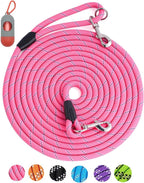 Long Dog Leash for Dog Training 16FT/30FT/50FT/100FT, Heavy Duty Dog Lead for Large Medium Small Dogs Outside Walking, Playing, Camping, or Yard 12Pink50FT