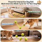 SNOYWEN Smart Interactive Dog Toy, Automatic Moving Bouncing Rolling Ball, Food-Grade Rubber Material IPX7 Waterproof Active Ball for Medium and Large Dogs (Yellow)