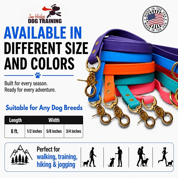 Gummy K9 Dog Leash, Biothane, Dog Training Leash, Made in The USA, 6 Feet, Various Sizes & Colors (5/8, Light Blue)