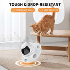 3-in-1 Auto Laser Cat Toy, USB Recharge Motion Activated Kitten Feather Chase Toy - Off-White