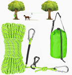 XiaZ Dog Tie Out Cable for Camping, 100FT Portable Overhead Trolley System for Dogs up to 300lbs，Dog Lead for Yard, Camping, Parks, Outdoor Events,5 min Set-up, Green