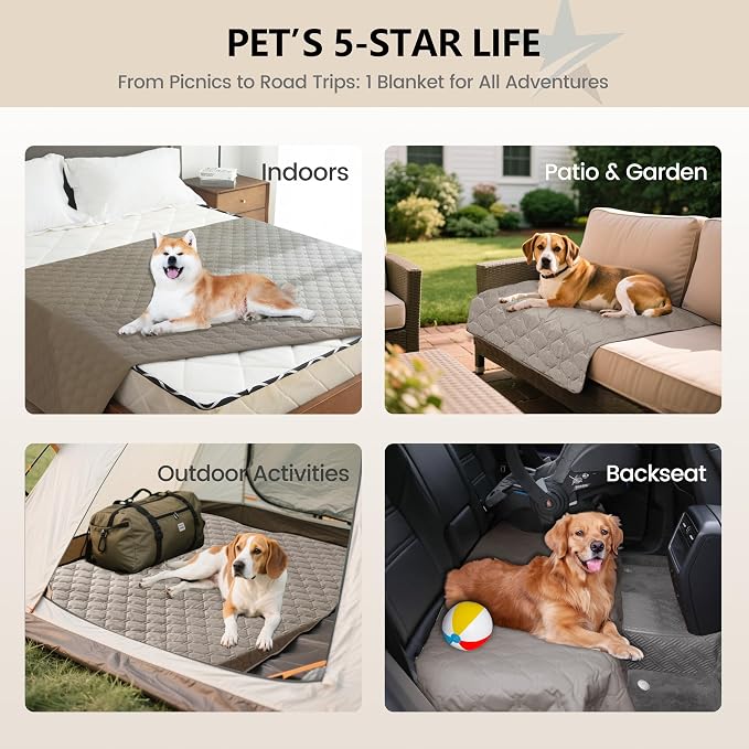 gogobunny 3X Stronger Waterproof Pet Blanket, Scratch Proof Furniture Protector for Dogs Cats, Reversible Cover 40x50 Inch, Dark Stone