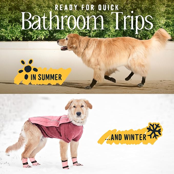 DOK TigerToes Premium Non-Slip Dog Socks for Hardwood Floors - Extra-Thick Grip that Works Even When Twisted - Prevents Licking, Slipping, and Great for Dog Paw Protection (Cool Caramel, Small)