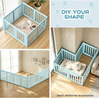 Dog Playpen, Clear Dog Pen, Dog Pen Indoor, Easy to Install and Remove Dog Play Pen, Puppy Playpen Suitable for Dogs, Cats,Dog Playpen Indoor (Blue, 30.3 inch Height, 8 Panels)