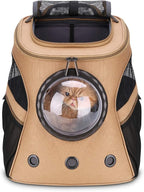 LOLLIMEOW Large Pet Carrier Backpack, Bubble Backpack Carrier for Fat Cats and Puppies,Airline-Approved(Khaki)