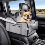 Center Console Dog Car Seat,Dog Car Seats for Small Dogs with Soft Mattress,Pet Puppy Cars Seat (Grey, Medium)