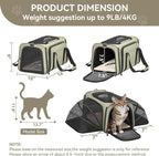 Petsfit Small Double Expandable Cat Carrier for Kittens and Air Travel | 16 x 10 x 9 in; sized for Alaska Airlines, with locking zippers, an interior safety tether and multi-side ventilation.