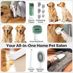 Buenkee Dog Grooming Vacuum Kit, 15000Pa Clipper, Shedding Brush, 2L, Green | Brush, trim and deshed at home with less flying fur, mess-control suction and fewer emptying breaks during longer sessions