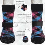EXPAWLORER Dog Socks to Prevent Licking Paws, Dog Shoes for Hot Pavement, Anti Slip Dog Booties for Hardwood Floors, Dog Boots & Paw Protectors for Small Medium Large Senior Dogs, Pink Blue M