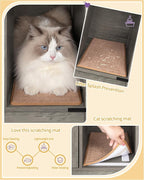 Hzuaneri Cat Litter Box Enclosure, Hidden Litter Box Cabinet Furniture | Indoor Cat House with Bell, Farmhouse Style, 31.5 x 19.7 x 20.9 Inches, for Hallway, Bedroom, Light Ivory and Brown CB82405X