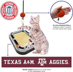 Aggies REVERSIBLE Basketball Court Cat Scratcher with Interactive Cat Ball - 6-in-1 CAT TOY Wand, CatNip Plush Basketball