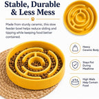 Ceramic Slow Feeder Dog Bowl, 1.5 Cup Puzzle Dish for Small Medium Dogs | Glazed ceramic maze bowl with 1.5-cup capacity for dry or wet food, sized for small and medium dogs