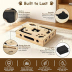 Cat Nail File Box, Interactive Wooden Cat Scratch Puzzle Toy with Sandpaper, Includes 3 Bell Balls & 3 Replacement Pads for Indoor Cats, Stress-Free Enrichment Claw Care (Large)