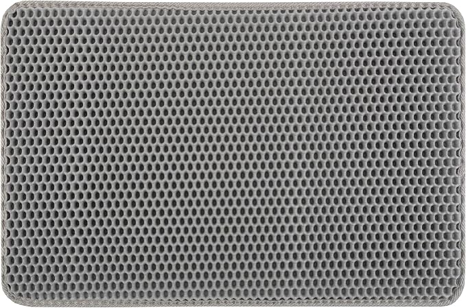 Cat Litter Mat - 24x15-Inch Waterproof Litter Box Mat with Dual-Layer Honeycomb Design for Trapping Litter - Slip-Resistant Cat Mat by PETMAKER (Gray)