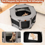 Enclosed Pet Playpen, Portable Cat & Puppy Playpen with Sturdy PVC Pipe Frame and Scratch-Resistant Fabric, Soft Kennel Crate Fence for Pet Indoor Outdoor Use (Small Size, 28x28x16.9 Inches)
