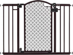 Ingenuity Decorative Panel Tall Baby Gate & Dog Gate, 28"-42" Wide, 30" Tall, Hardware or Pressure Mounted, Install on Top or Bottom of Stairs, Banister, or Doorway - Espresso