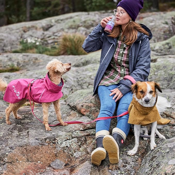 Hurtta Monsoon Coat II ECO, Wet Weather Dog Raincoat Coat, Ruby, 14 in