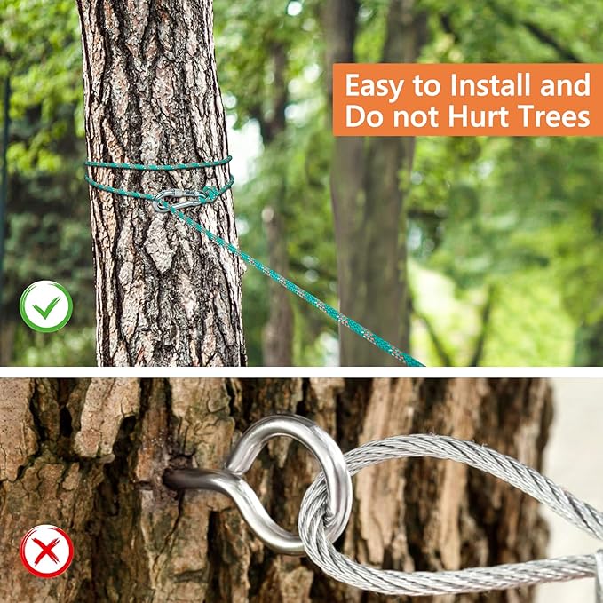 XiaZ Dog Tie Out Cable for Camping, 50ft Portable Overhead Trolley System for Dogs up to 200lbs，Dog Lead for Yard, Camping, Parks, Outdoor Events,5 min Set-up