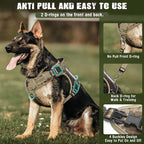 Tactical Dog Harness and Leash Set with 10 Patches for Large Dogs | Heavy Duty Adjustable No Pull Service Dog Vest with Dog Seat Belt,Reflective Easy Walk for Training Walking Hiking Camo XL