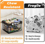 Dog Toy Bin Toy Basket Metal Storage Box with Handles Dog Organizer Chew-Proof Dog Toy Box Blankets Leashes Chest Puppy Dog Toy Storage Wood Metal Container Home Decor Pet Toys Dog Cat