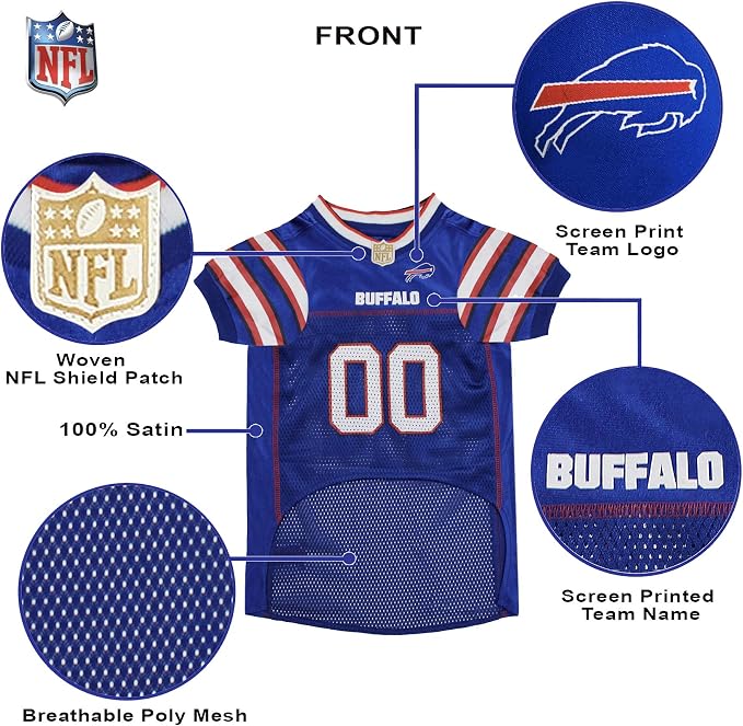 Pets First NFL AFC East Mesh Jersey for Dogs, XX-Large, Buffalo Bills