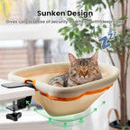 JUNSPOW Cat Desk Bed One-Click Folding, Maximum Holds 40lb, Cream Mesh | Sunken Design & Space-Saving Semi-Circular Cat Bed, Mesh Cover Material, Suitable for Various Desktops