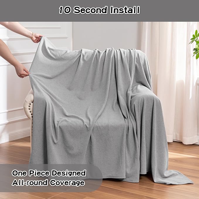 Small Couch Cover Oversized Armchair Sofa Covers Washable for Dogs Single Recliner Sofa Slipcover, Cat Scratch Proof Soft Sofa Throw Protector for Pets, 71" x 91", Light Grey