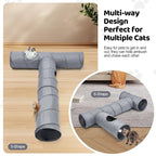 Cat Tunnel, 3 Straight Shaped Tunnels 6 DIY Shapes with Wand Toys, No Noise Scratch Resistant Cool Linen Fabric, Interactive Pet Tunnel Tube for Indoor Cats, Puppy and Rabbits
