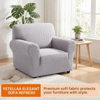 XINEAGE Stretch Armchair Slipcover, Non-Slip Pet Couch Cover,Silver Gray | Washable Furniture Protector, Elastic Bottom, Dogs & Cats Friendly, Scratch-resistant, Fast Setup, High Elasticity