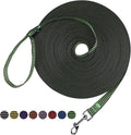 Hi Kiss Dog/Puppy Obedience Recall Training Agility Lead - 15ft 20ft 30ft 50ft 100ft Training Leash - Great for Training, Play, Camping, or Backyard(30ft,Black_Green)